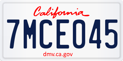 CA license plate 7MCE045