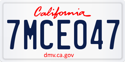 CA license plate 7MCE047