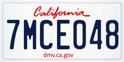 CA license plate 7MCE048
