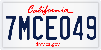 CA license plate 7MCE049