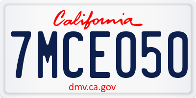 CA license plate 7MCE050
