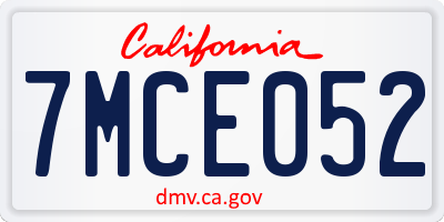 CA license plate 7MCE052