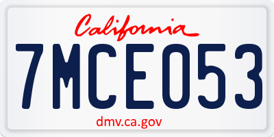 CA license plate 7MCE053