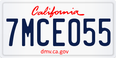 CA license plate 7MCE055