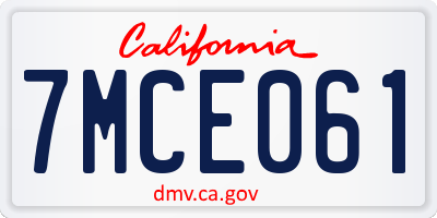 CA license plate 7MCE061