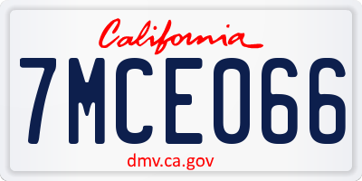 CA license plate 7MCE066