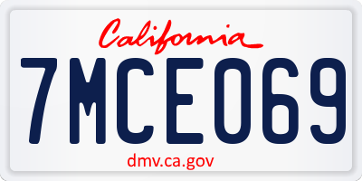 CA license plate 7MCE069