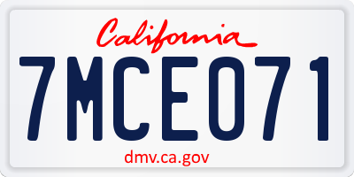 CA license plate 7MCE071