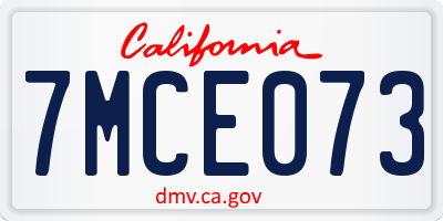 CA license plate 7MCE073