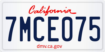 CA license plate 7MCE075