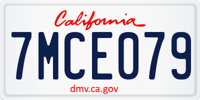 CA license plate 7MCE079