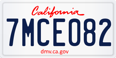 CA license plate 7MCE082