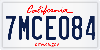 CA license plate 7MCE084