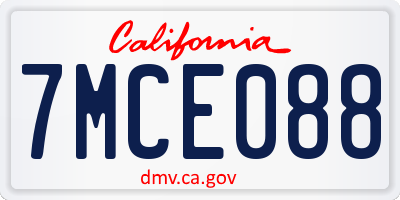 CA license plate 7MCE088