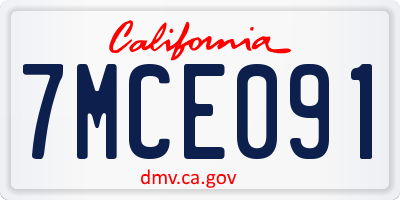 CA license plate 7MCE091