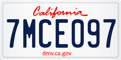 CA license plate 7MCE097