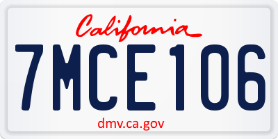 CA license plate 7MCE106
