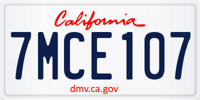 CA license plate 7MCE107