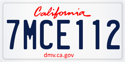 CA license plate 7MCE112