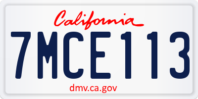 CA license plate 7MCE113