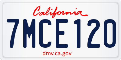 CA license plate 7MCE120