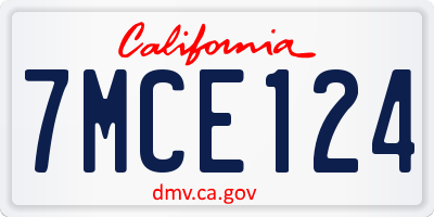 CA license plate 7MCE124