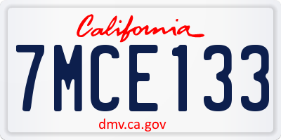 CA license plate 7MCE133
