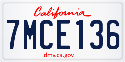 CA license plate 7MCE136