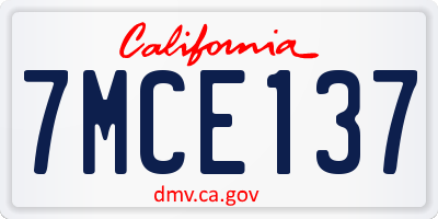 CA license plate 7MCE137