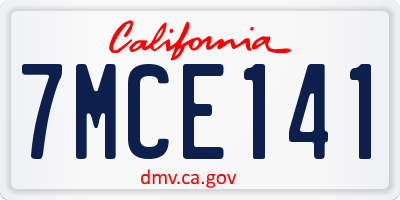 CA license plate 7MCE141