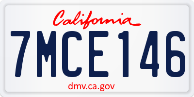 CA license plate 7MCE146
