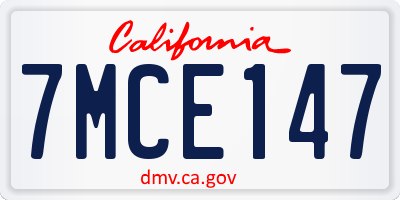 CA license plate 7MCE147