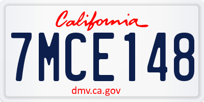 CA license plate 7MCE148