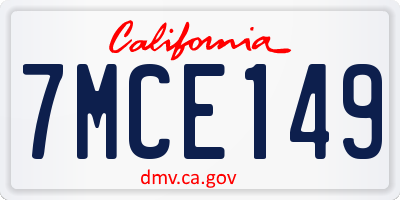 CA license plate 7MCE149