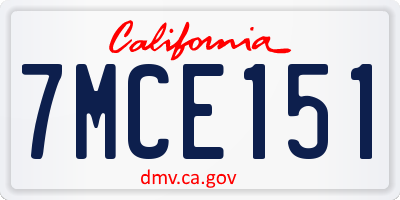 CA license plate 7MCE151