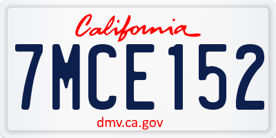 CA license plate 7MCE152
