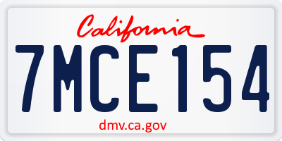 CA license plate 7MCE154