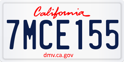 CA license plate 7MCE155