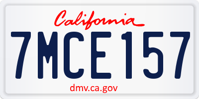 CA license plate 7MCE157