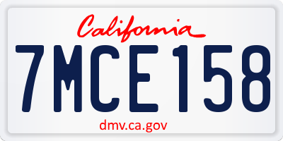 CA license plate 7MCE158
