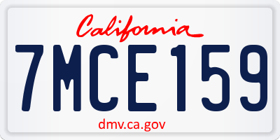 CA license plate 7MCE159