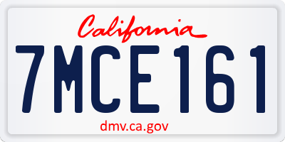CA license plate 7MCE161