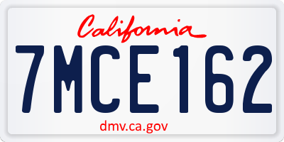 CA license plate 7MCE162