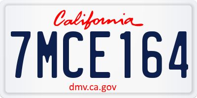 CA license plate 7MCE164