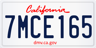 CA license plate 7MCE165
