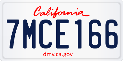 CA license plate 7MCE166