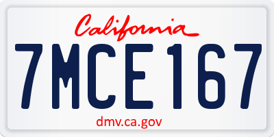 CA license plate 7MCE167