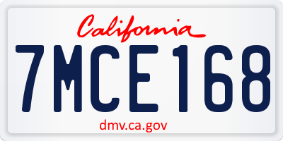 CA license plate 7MCE168