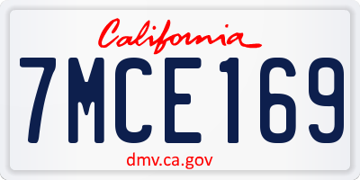 CA license plate 7MCE169