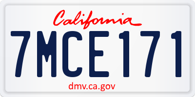 CA license plate 7MCE171
